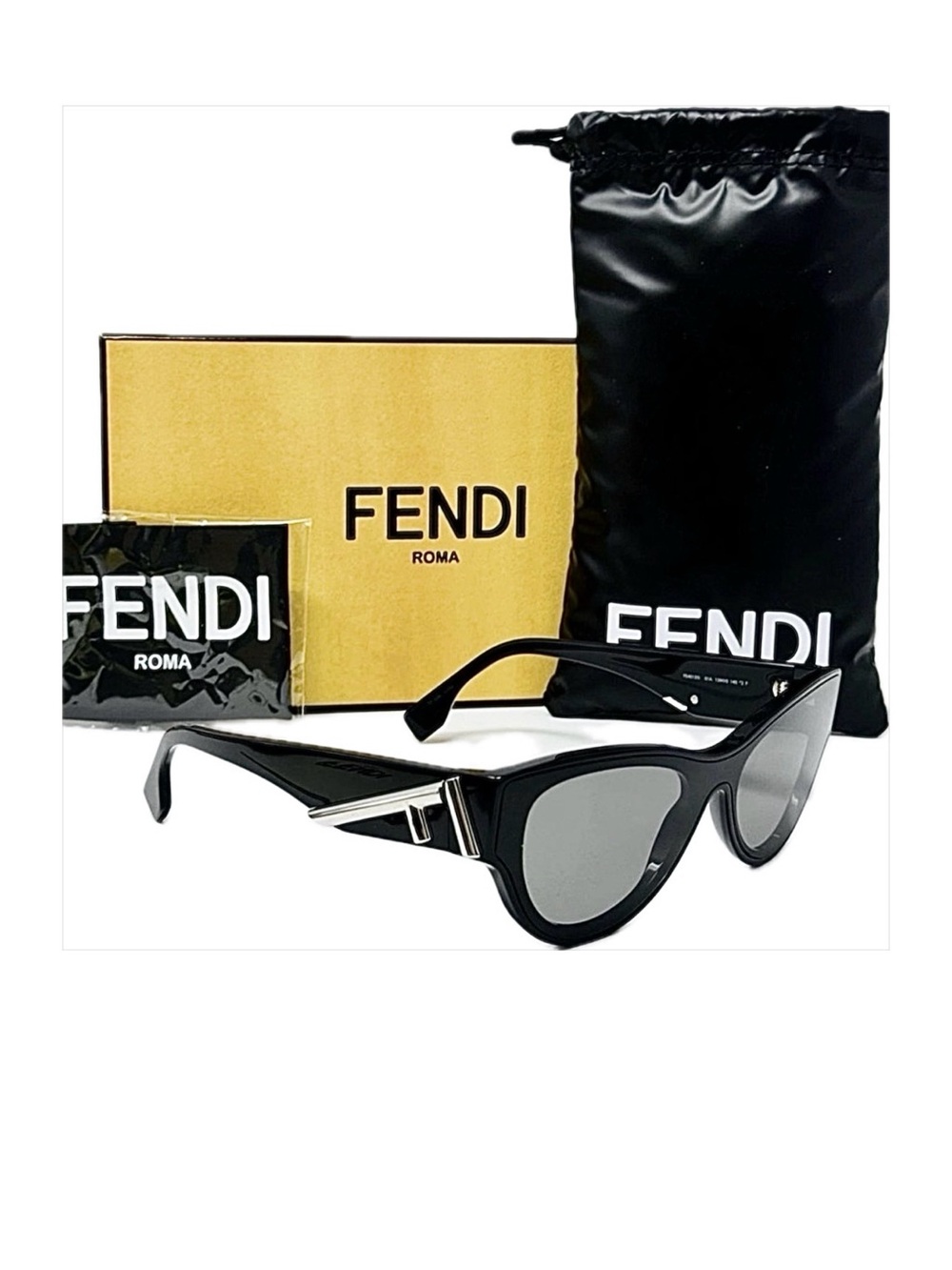 NEW Fendi FE40135I 01A Shiny Black/Smoke Women Sunglasses Set Authentic
